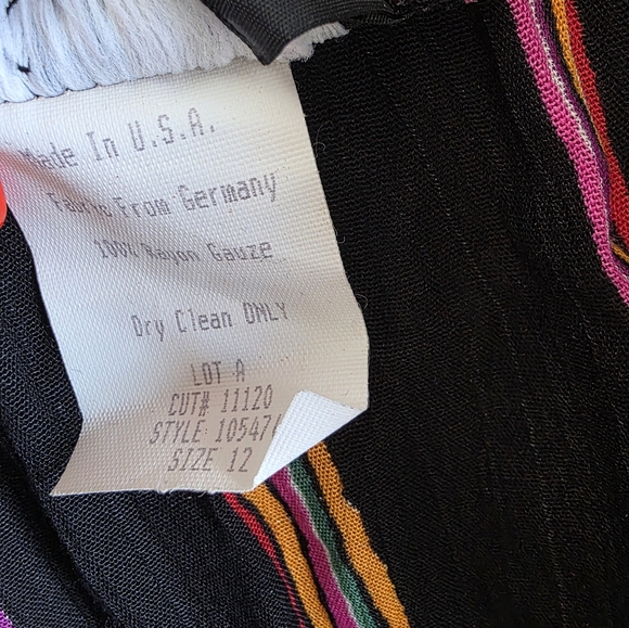 Vtg Carole Little Colorful Pattchwork tiered Midi skirt with an elastic waist 12 - Picture 5 of 6